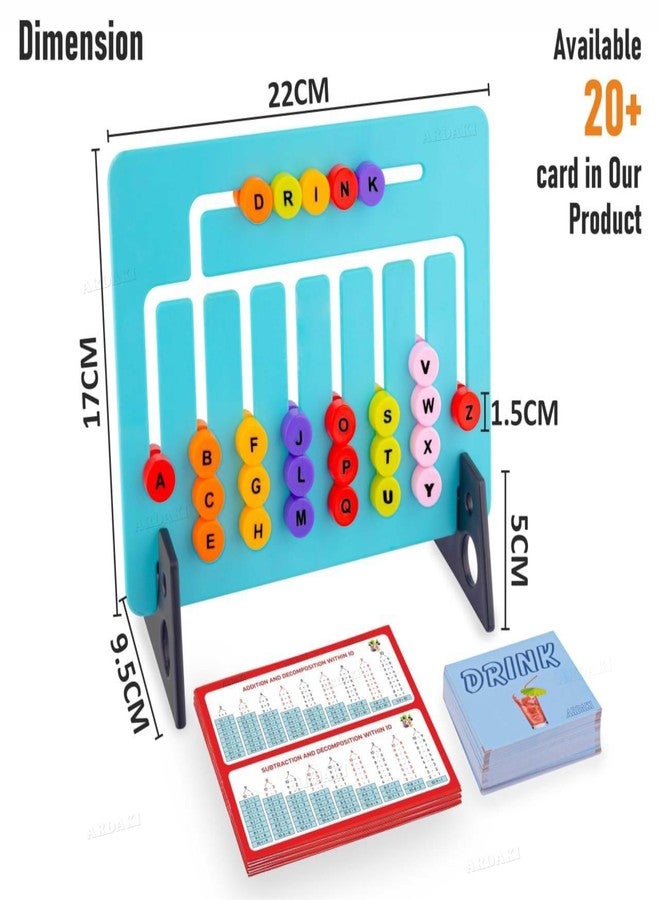 ARDAKI Kids Montessori Slide Puzzle Game Spelling & Mathamatics Learning Toys for Kids 3-8 Years I Birthday Gift for Unisex I Preschool Educational Activity Toy for 3,4,5,6,7,8 I Travel Friendly - Image 2